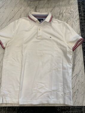 Tommy Hilfiger White Polo with Red & Navy Trim